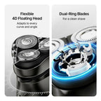 Electric Razor 2.0 Pro – Precision Men’s Shaver with 4D Blades, Waterproof Wet/Dry Use, Pop-Up Trimmer, LED Display & 60-Min Battery