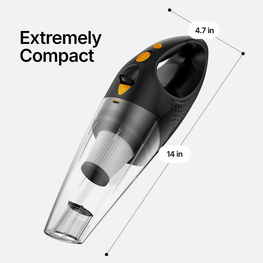 Powerful Cordless Handheld Vacuum / With LED Light and Fast-Charging Function / Portable Vacuum for Wet & Dry / Lightweight and Quiet