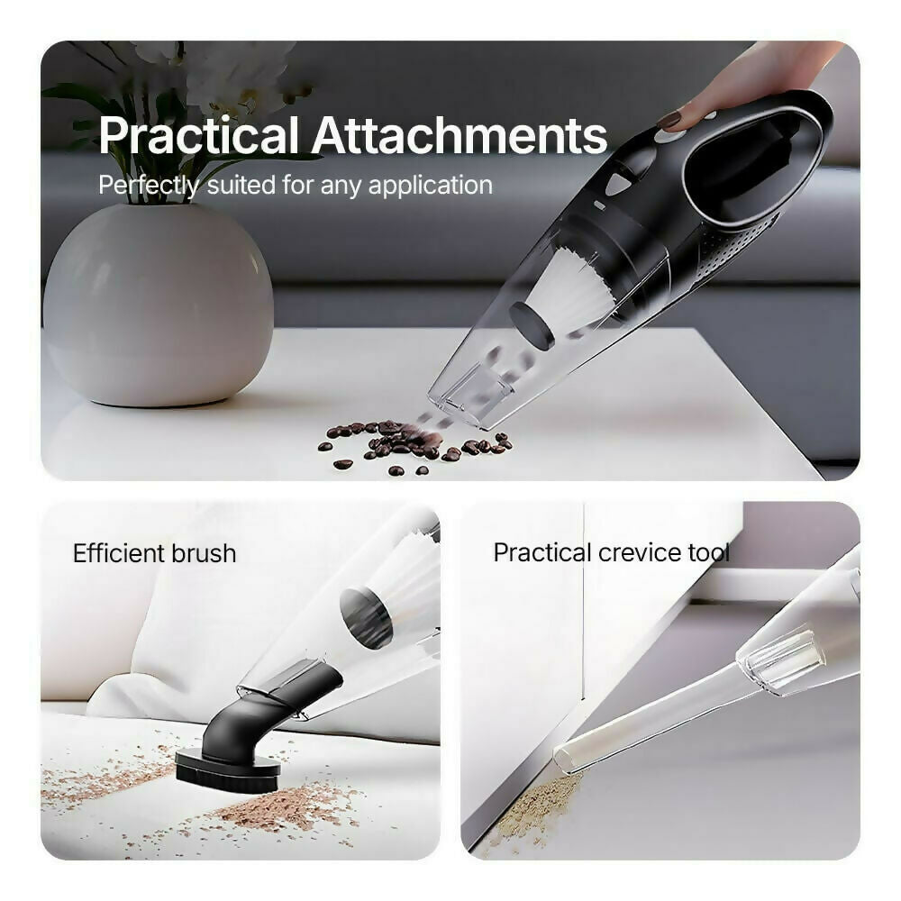 Powerful Cordless Handheld Vacuum / With LED Light and Fast-Charging Function / Portable Vacuum for Wet & Dry / Lightweight and Quiet